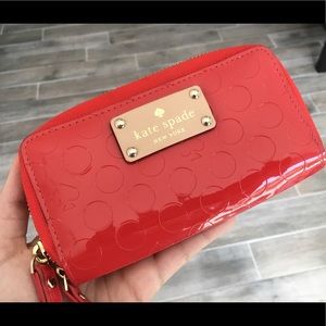 Kate Spade red patent wristlet